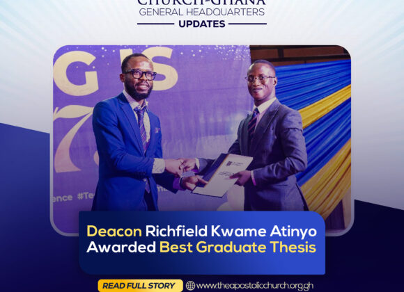 DEACON RICHFIELD KWAME ATINYO HA BEEN AWARDED THE BEST GRADUATE THESIS