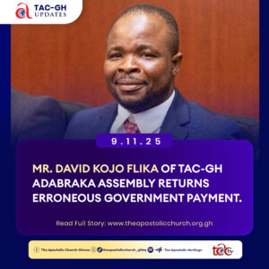 MR. DAVID KOJO FLIKA OF TAC-GH ADABRAKA ASSEMBLY RETURNS ERRONEOUS GOVERNMENT PAYMENT.